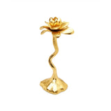 Gold Flower Shaped Candle Holder - Set of 2 (13" & 11.5" Candlesticks)