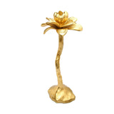 Gold Flower Shaped Candle Holder - Set of 2 (13" & 11.5" Candlesticks)