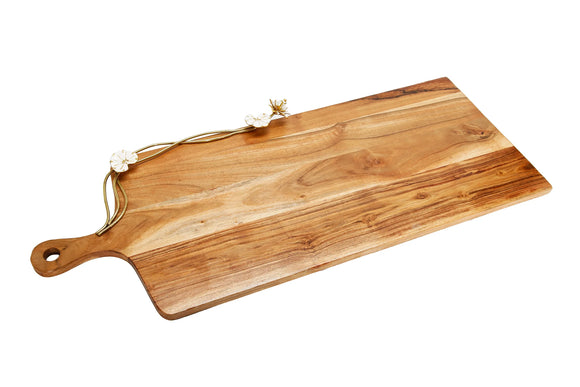 Wood Charcuterie Board Lotus Design with Handle 28