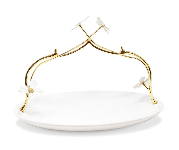 Haizen Porcelain Plate With Gold Flower Design