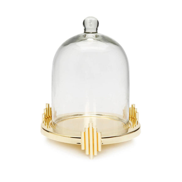 Candle Holder with Glass Dome - Diamond Design