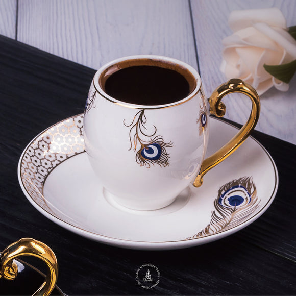 Turkish Coffee Set (12 Pieces) – White / Black