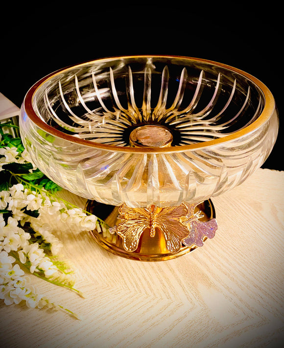 Glass Serving Bowl with Metal Stand