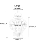 Ginger Temple Jar - Carved Lattice Decorative - Porcelain - LARGE
