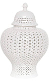Ginger Temple Jar - Carved Lattice Decorative - Porcelain - LARGE