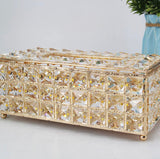 Fancy Tissue Box Cover - Metal - Gold with Crystal