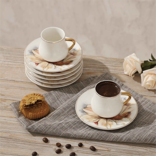 Turkish Coffee Set (12 Pieces) – Lily – White