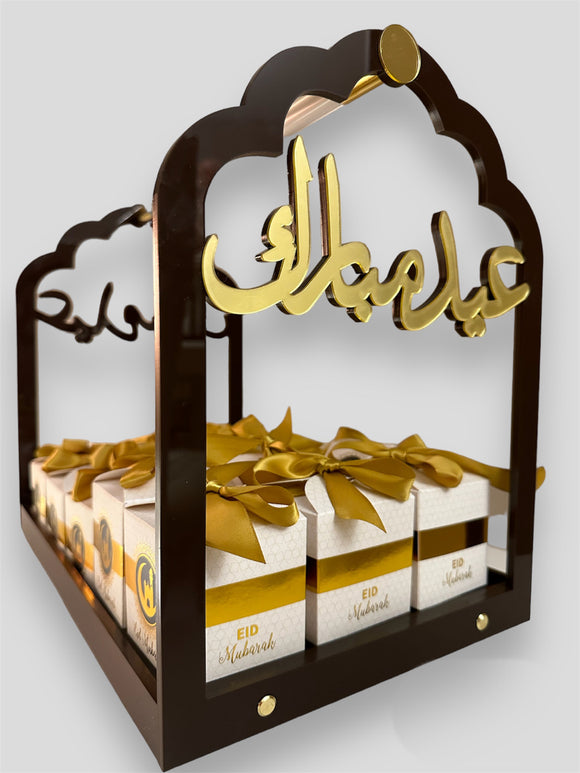 Eid Mubarak Decorated Tray - Acrylic - with Eid Boxes / Turkish Chocolate