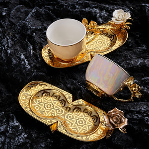 Turkish Coffee Set (4 Pieces) You and Me – Zinc (Gold / Silver) – Variety of colors