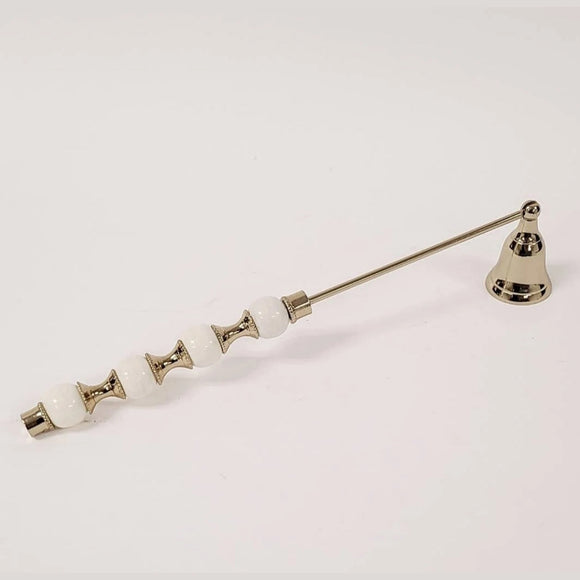 Candle Snuffer - White and Gold Beaded Handle
