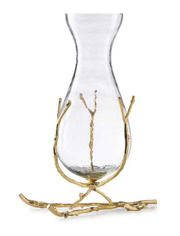 Glass Vase with Gold Twig Base