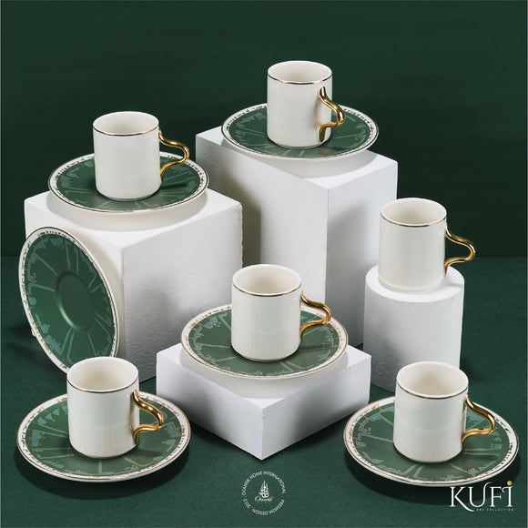 Turkish Ceramic Espresso Cups and Saucers Set with Pot and Turkish Coffee  Gift