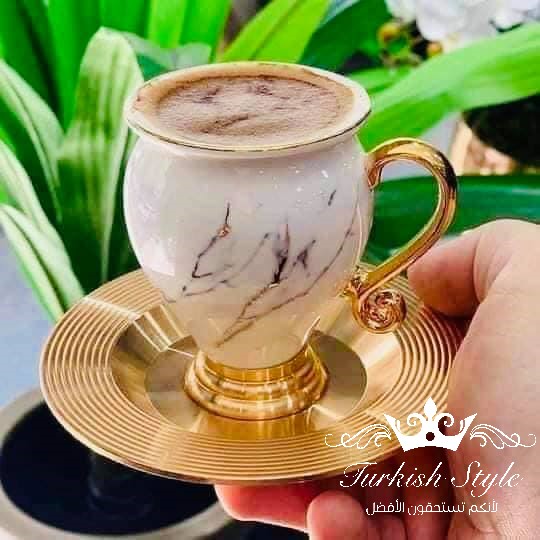 Marble Golden Turkish Coffee Cups Set