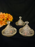 Crystal Serving Bowls with lids (Set of 3 Pieces)