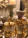 Crystal Cream & Sugar Set (2 Pieces with holder) - Gold / Silver