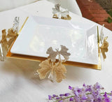 Porcelain Serving Plate with Metal Gold Stand