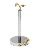 Kitchen Paper Towel Holder - Stainless Steel (Silver) with Gold Leaf Design