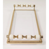 White Rectangular Tray with White and Gold beaded Handles