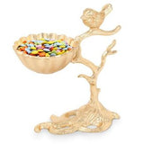 Gold Centerpiece Ball On Branch Base With Bird