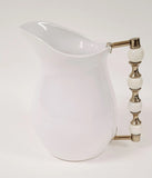 White Pitcher with White and Gold Beaded Handle