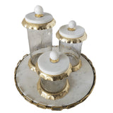 Glass Canisters Set with Marble and Gold lid - Classic Touch - 3 Pieces Set