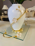 White Vase With Gold Flower Detail