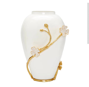 White Vase With Gold Flower Detail